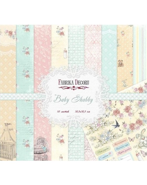 SET BABY SHABBY 10 PAPELES DOBLE CARA